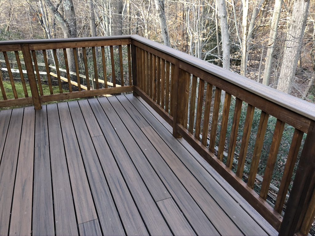 dark hardwood deck resurfaced